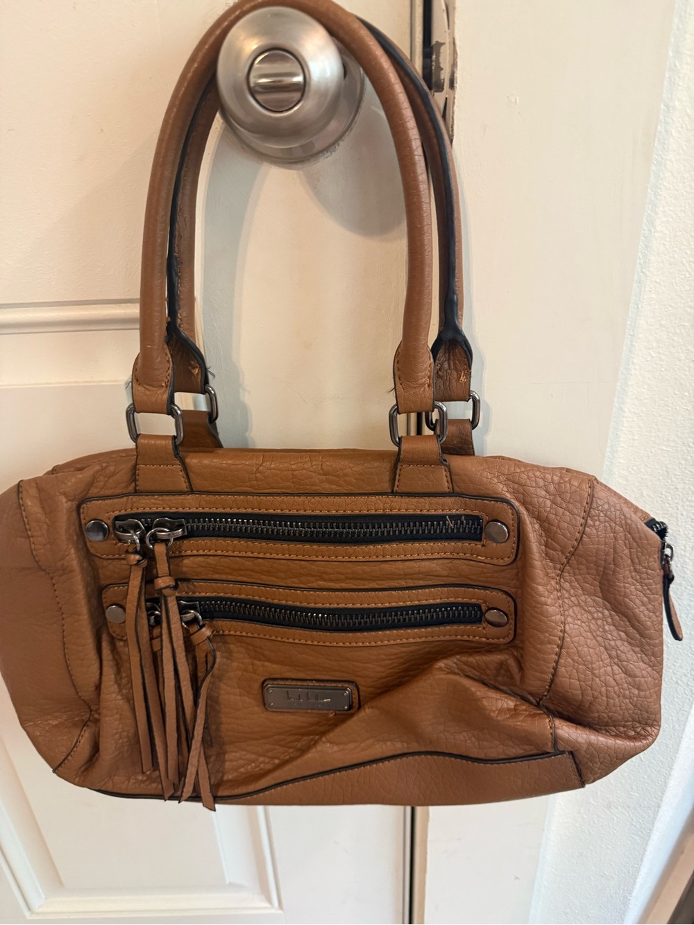 Leather Satchel Handbag in Brown